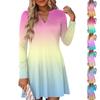 Women's Fashion Gradient V-neck Long Sleeve Dress