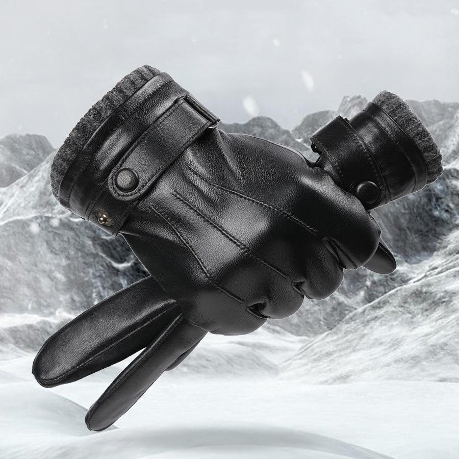 Перчатки из овчины мужские зимние сохраняющие тепло плюшевые подкладки утолщенные водительские сенсорные перчатки из натуральной кожи мужские