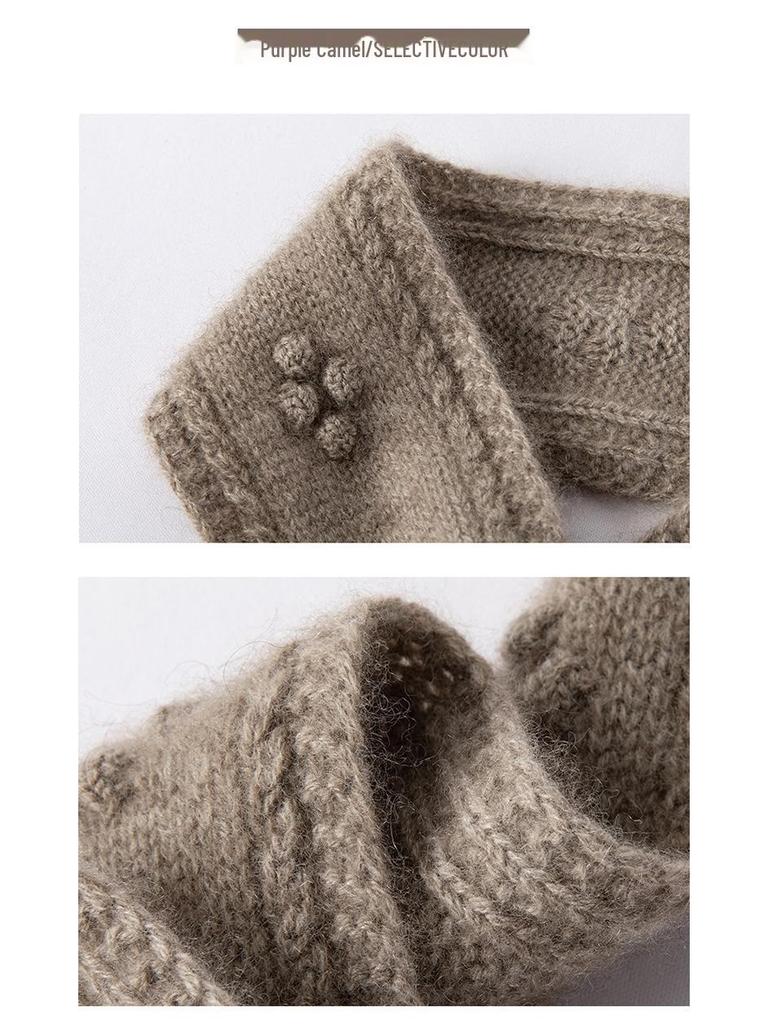 2024 Autumn/Winter Women's Bow Tie Twisted Flower Cashmere Knit Scarf