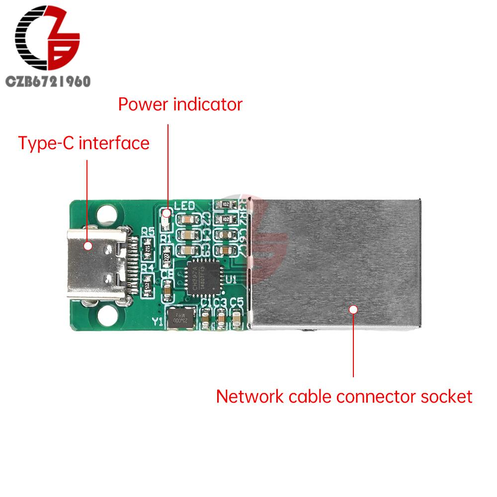 USB to RJ45 Ethernet Interface CH397A Module Type-C/USB/Pin to RJ45 Converter Network Module Microcontroller Program Over