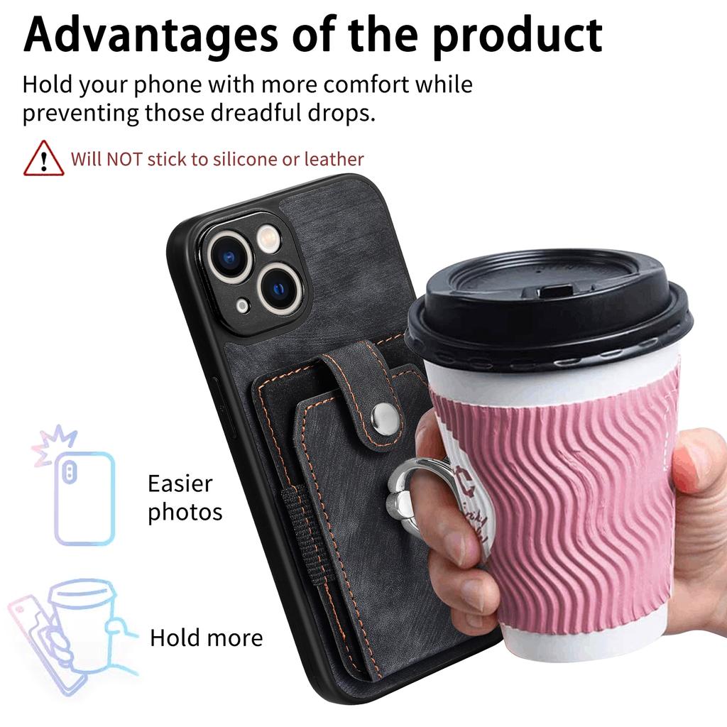 Слот для карты и кольца на палец, кожаный чехол для телефона Iphone 14 Pro Max 15 11 12 13 14 Plus 14pro Iphone14 Iphone13, матовый чехол