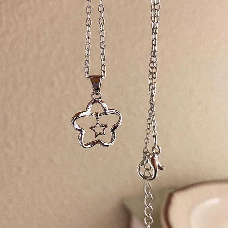 Y2K Trend Pink Planet Heart Zircon Necklaces Women Charm Aesthetic Clavicle Chain Pendent Necklace Party Jewelry Gifts
