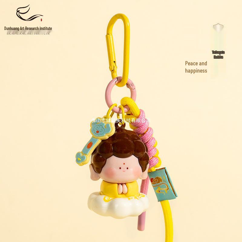 Брелок Маленький Будда Лотос Дуньхуан: Милый кулон в виде культурного музея, брелок для сумки в виде молящейся куклы, сувенирный подарок для друзей.