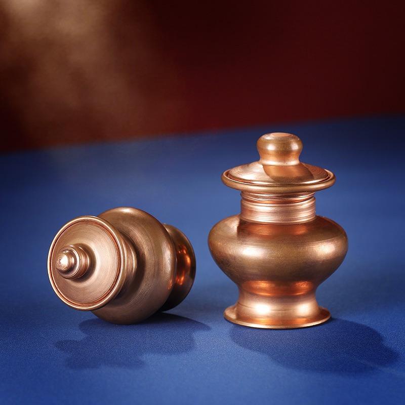 Мини-Красный Медный Драгоценный Камень Богатство Водолея Украшения Тибетский Чистый Медь Мани Сокровище Бутылка Водолея Горшок Тибетская Тантра Буддизм Тибетский