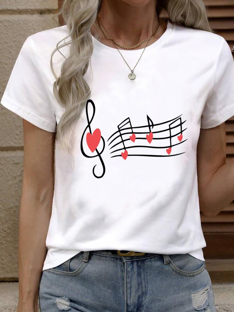 (Азиатский размер) Топ Футболка Женская Мода Женская Одежда Футболка Женская Принт стиль любовного письма милая 90-е Короткий Рукав Графические Футболки