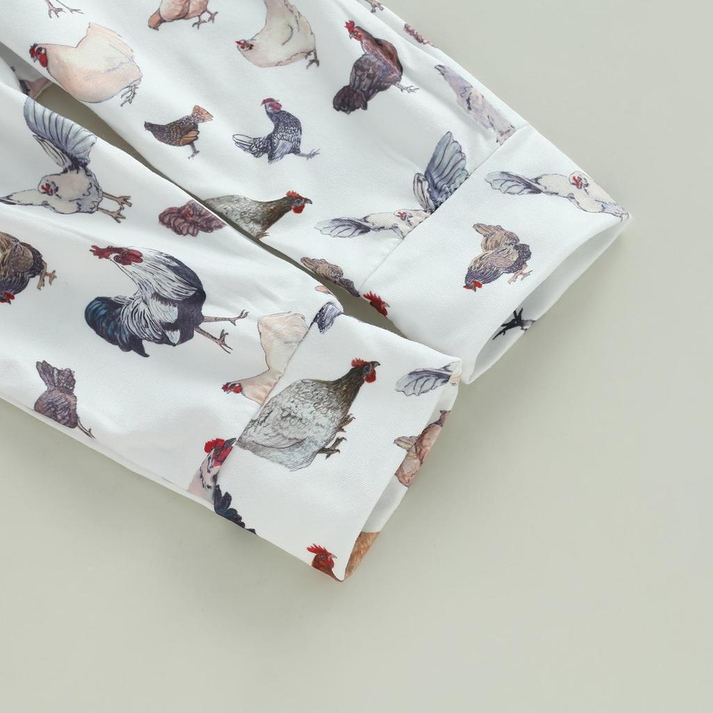 Baby Baby Boys Causal Clothes Sets 3M 6M 12M 18M 3pcs Short Sleeve Letter Print Romper + Tractor/Chicken Pants + Knot Hat Set