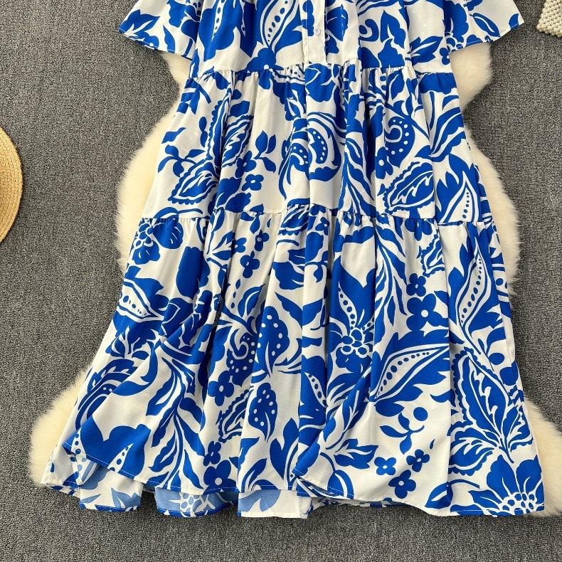Женская одежда больших размеров с принтом Vestdios, свободные, модные, антивозрастные, утягивающие, темпераментные, скрывающие драпировку платья