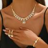 Популярные украшения Золото Серебро Кристалл Голый Бриллиант Ожерелье Серьги Браслет Набор Три Предмета