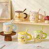 Cartoon Animal Mug Cute Ceramic Breakfast Cup with Lid Spoon Children Cute Fun Household Drinking Cup Souvenir Gift Cup