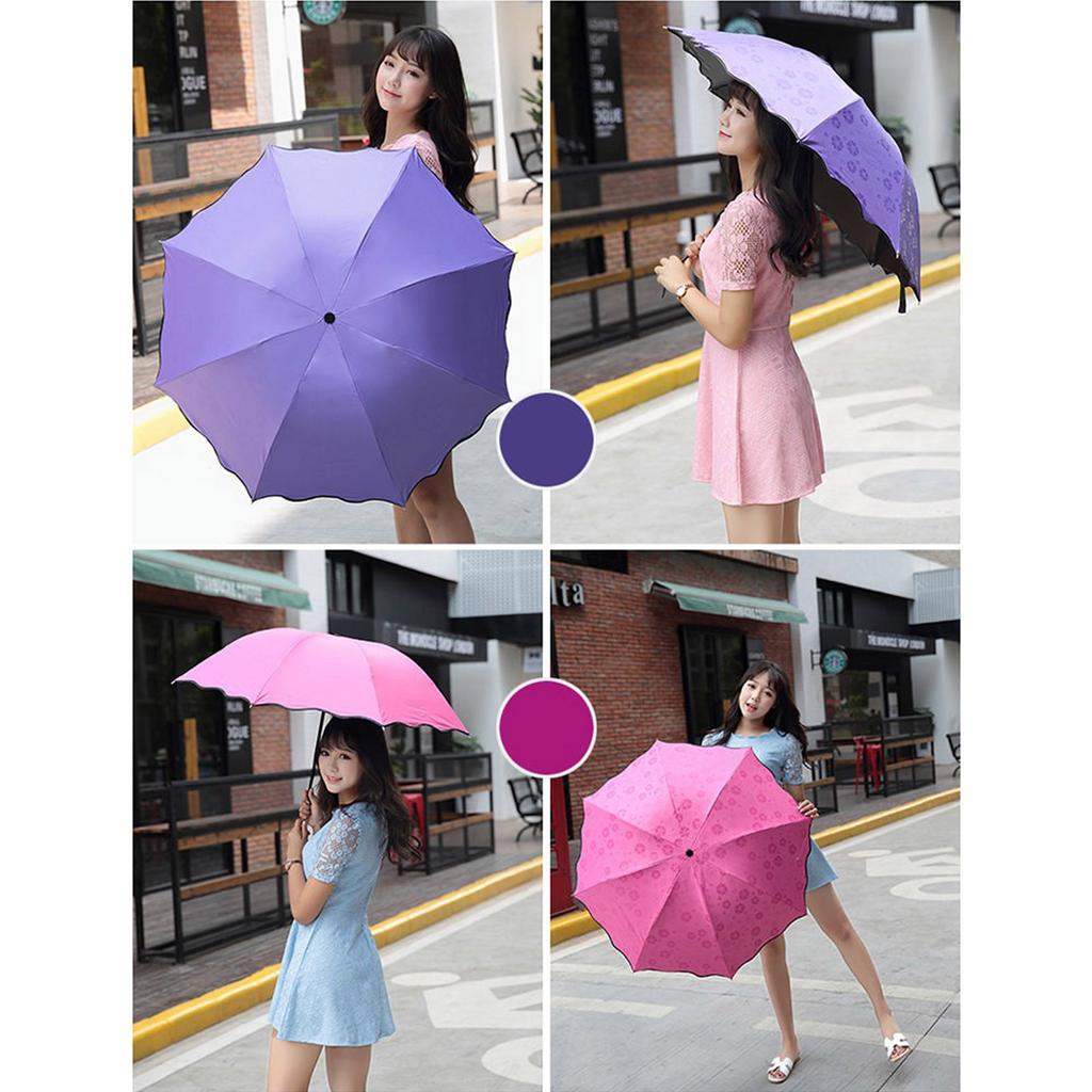 Portable Manual Folding Umbrella Flowering Umbrella In Water Black Coated Rainy Sun Umbrella 3 Folding Sun Protections