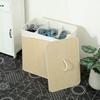 3 Section Laundry Basket with Lid, 144L Bamboo Laundry Hamper with Handles, Removable and Washable Liner, Cream White