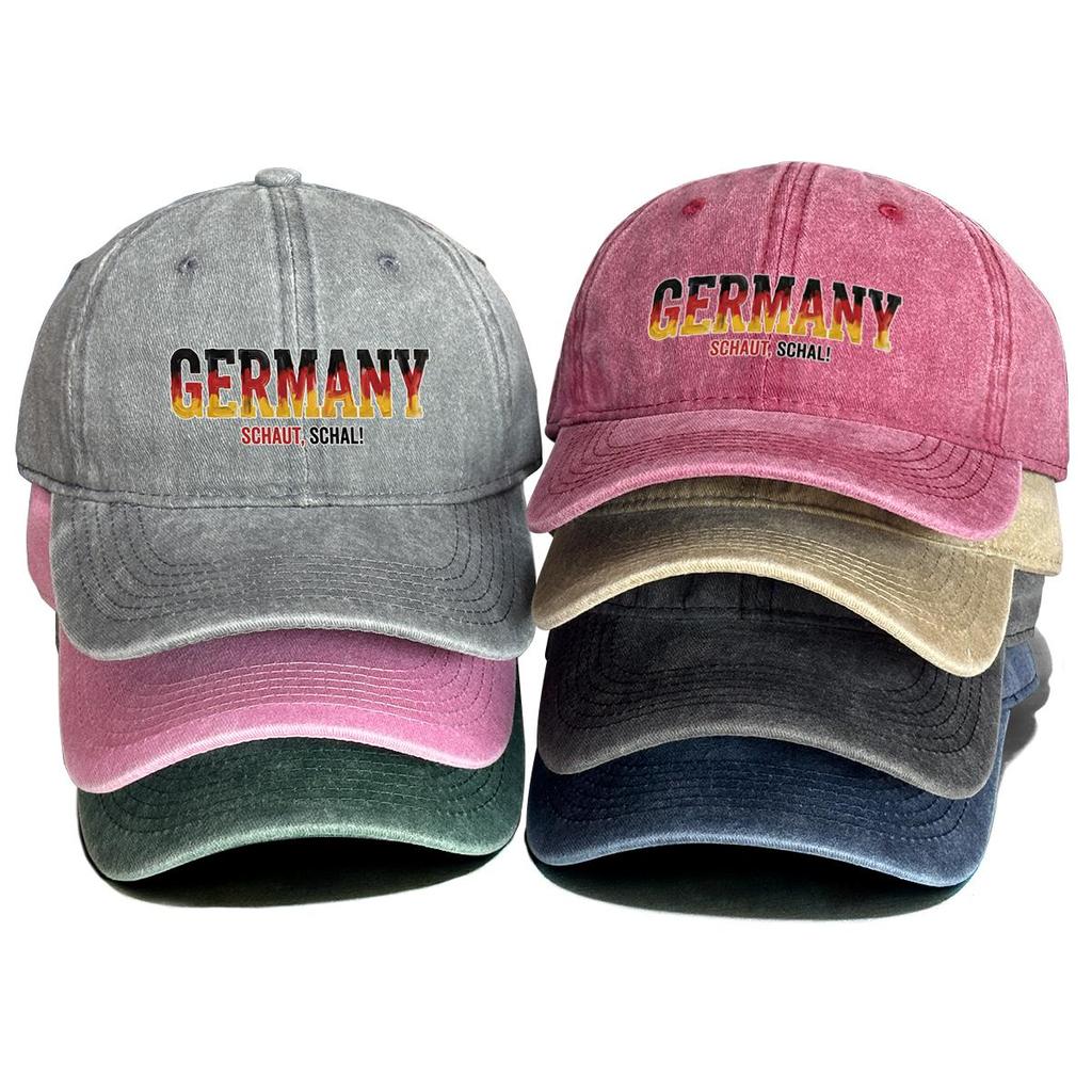 Бейсболка с принтом "GERMANY" "SCHAUT, SCHAL" Флаг, Регулируемая Кепка от Солнца Спортивная Мода Необработанный Козырек Уютная Папина Кепка
