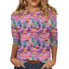 Женская модная повседневная футболка с рукавом три четверти и рождественским принтом, с круглым вырезом