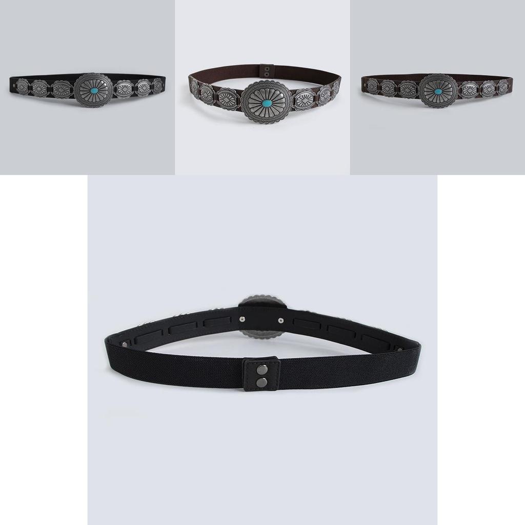 Bohemian Western Style Faux Leather Belt For Women With Metal Buckle And Retro Appeal