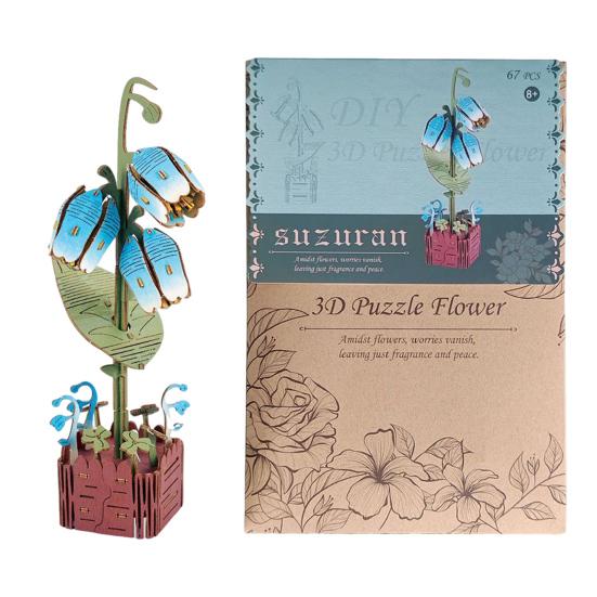 3D Wooden Flower Puzzle Kit for Adults DIY Botanical Bouquet Building Set Wood Sunflower/Rose Floral Craft Kit for Stress Relief Mother's Day