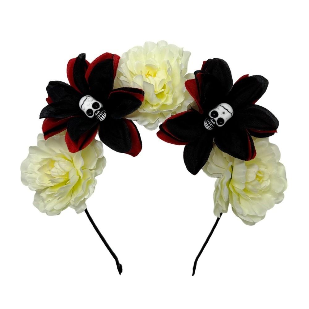 Преувеличенная повязка на голову с черепом, Хэллоуинский декор, готическая цветочная повязка для волос, Хэллоуинский обруч для волос, Вечеринка