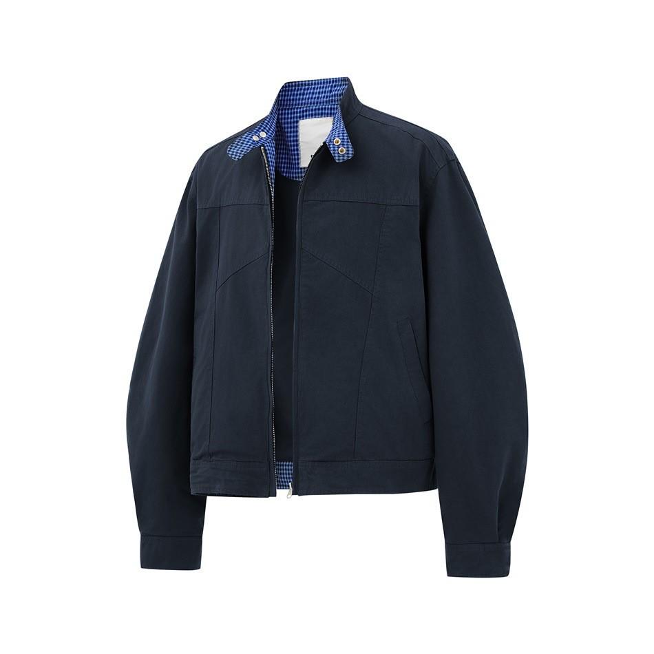 FORN3 Men's Retro Cotton Harrington Jacket - Casual Loose Fit, Stand Collar, Spring/Autumn Trendy Workwear (N1600)