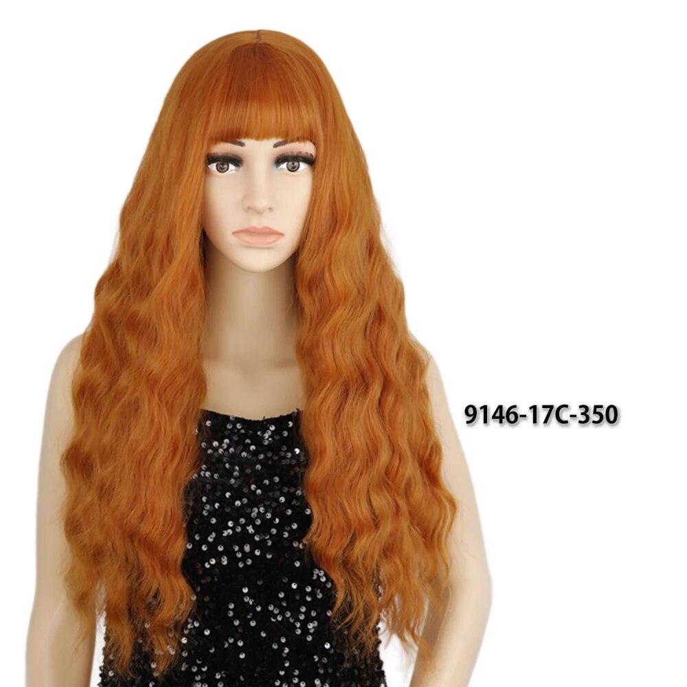 Синтетический длинный оранжевый парик с золотыми медовыми волнами и яркими пятнами, парик для косплея, женский термостойкий средний парик