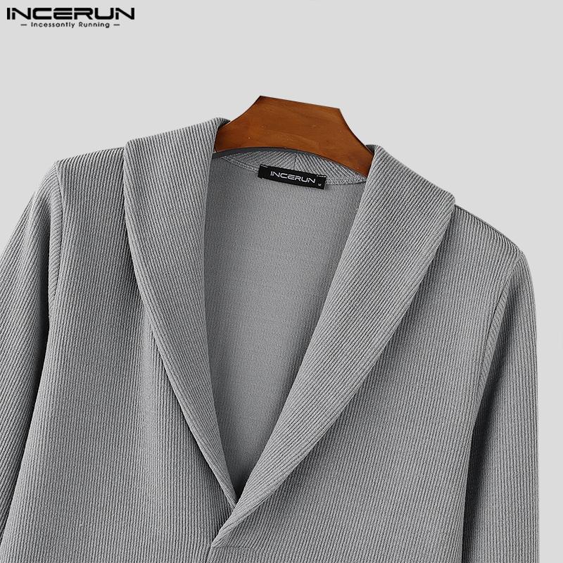 INCERUN Зима Осень Мужчины Отворот Шеи Длинный Рукав Вязаные Свитера Повседневные Пуловеры