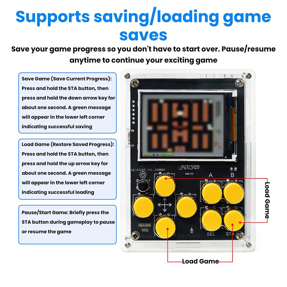 Handheld Gaming Console DIY Kit NES Console with 25 Pre-installed Games Supports SD Card Expansion LCD Screen Electronic DIY Kit