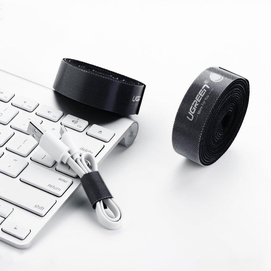 Черная лента для крепления кабелей Ugreen, 2 м, модель на липучке 40354