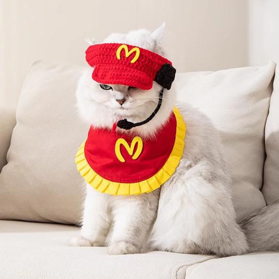 Костюм кошки, забавная вязаная шапка для кошки, бандана для домашних животных, наряд для кошек и маленьких собак, наряд для вечеринки с питомцами на Хэллоуин, Рождество, день рождения