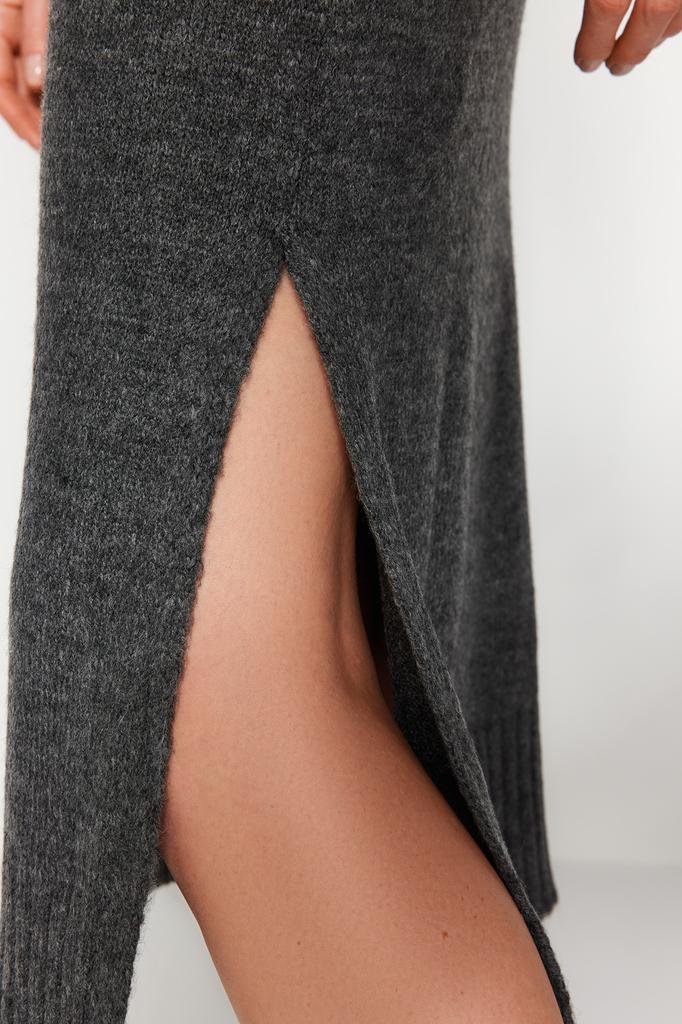 Женское модное новое платье, широкое платье средней длины, трикотажное платье с высоким воротником