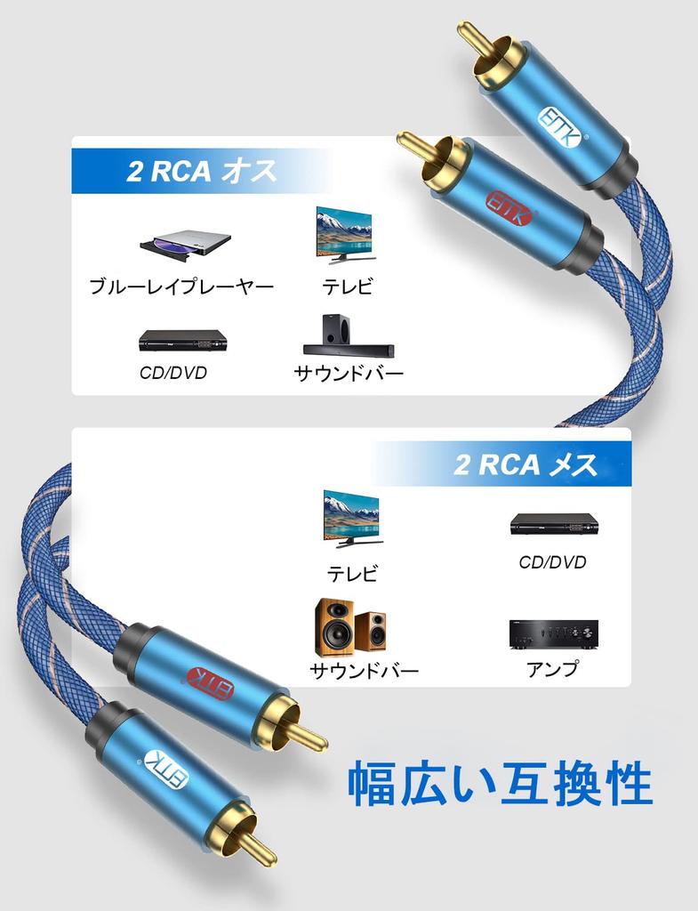 EMK 2RCA Кабель Коаксиальный Стерео Аудио Преобразователь Разветвитель Типа Центральный Штырь Коаксиальный Аудио Кабель Совместимый с Домашними Плеерами Y-образный Разветвитель, Красный/Белый