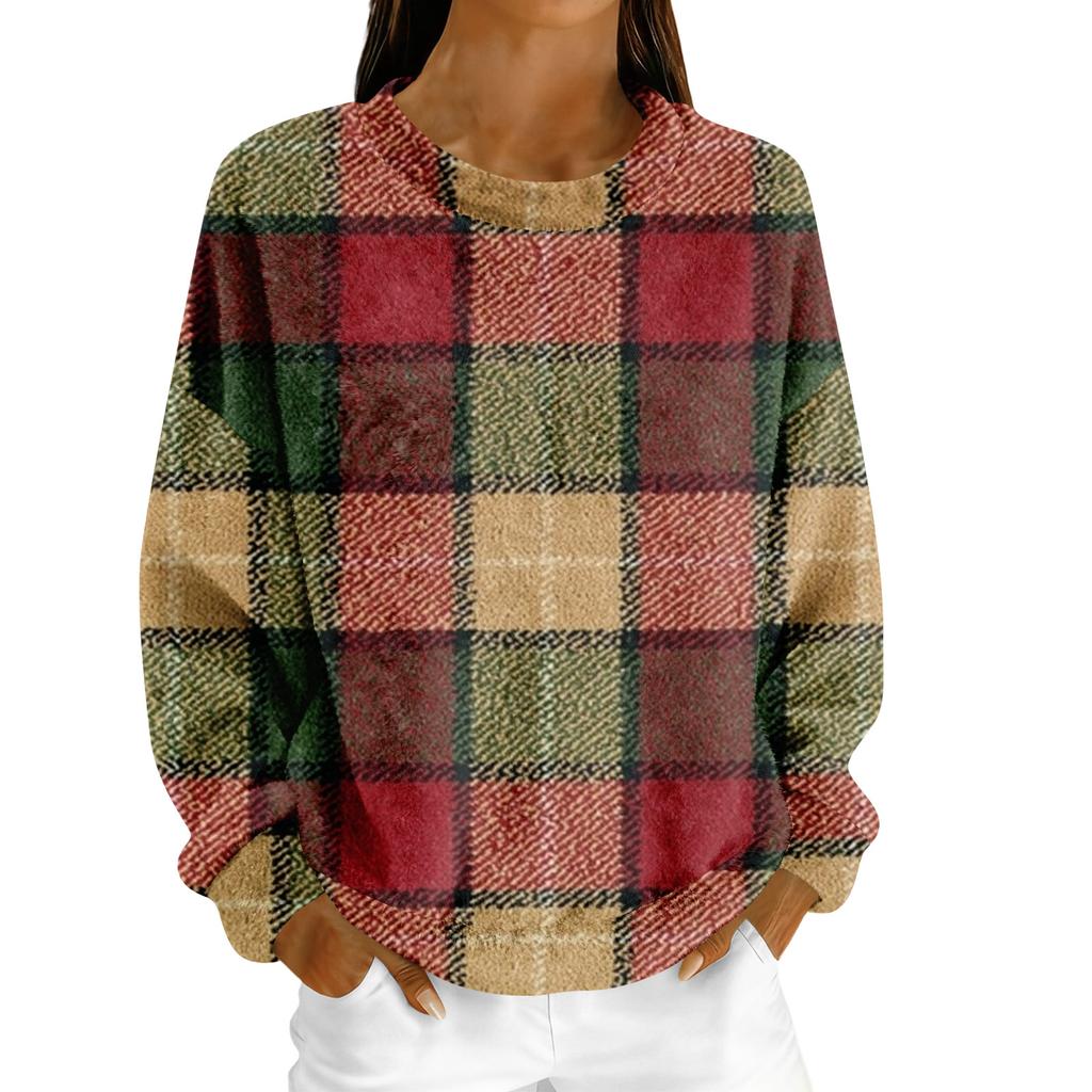 Women's Fleece Hoodie Long-Sleeve Round  Neck Casual Comfortable Loose-Fit Lightweight Women's Hoodie