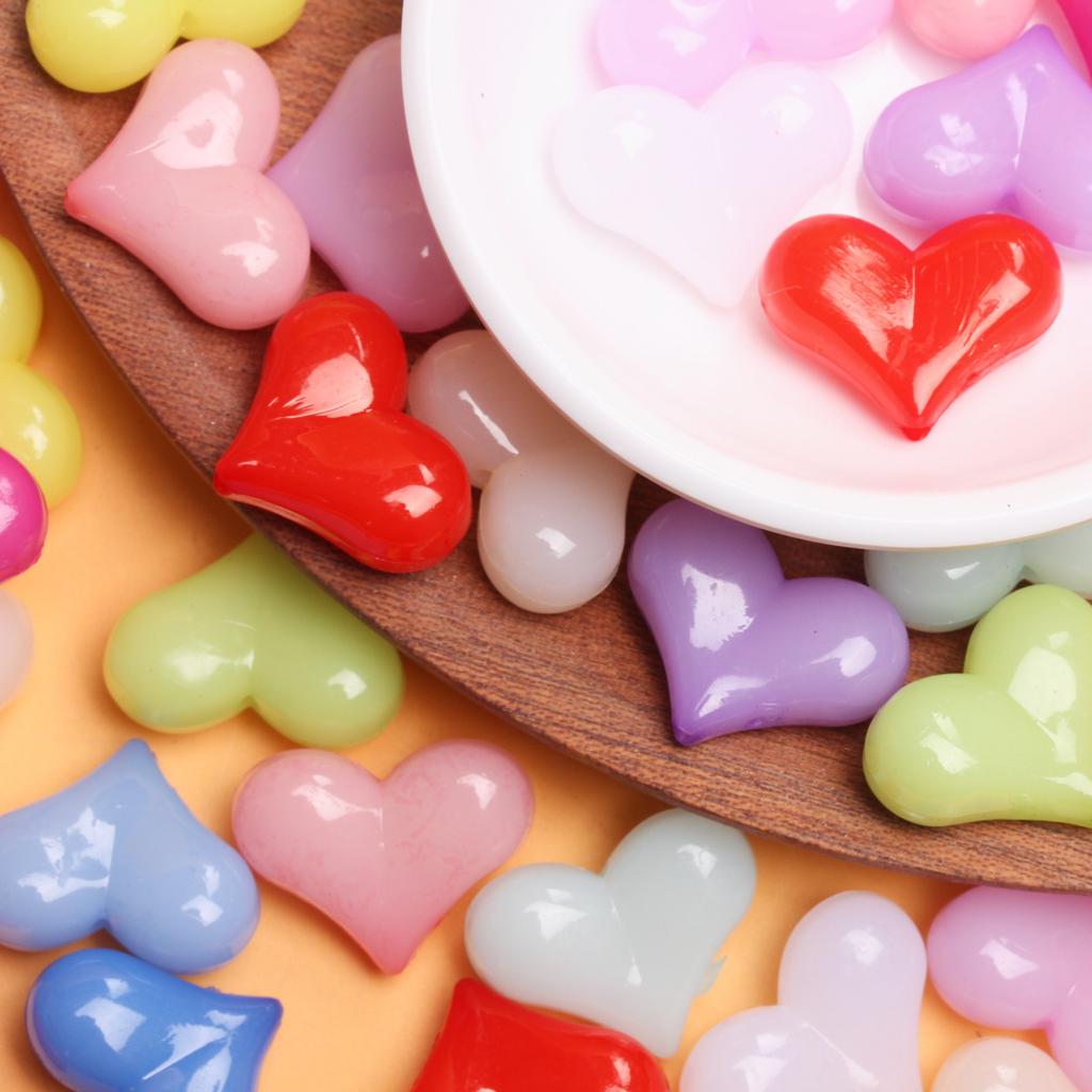 500g Beads Pendant Single Hole Acrylic 22*17mm Heart DIY Jewelry Making Earrings Making Bracelets Candy Color Accessories