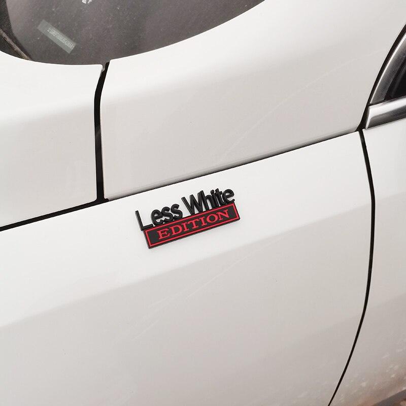 1Pc 3D Metal Less White Edition Logo Car Side Fender Rear Trunk Emblem Badge Sticker Decal