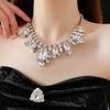 Geometric Crystal Choker Water Drop Women Clavicle Chain Retro Rhinestone Necklace  Ladies