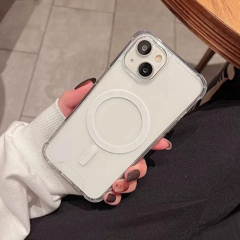 Magnetic Wireless Charger For Magsafe Transparent Case For iPhone 17 11 12 13 14 15 16 Pro Max Plus Shockproof Soft Bumper Cover