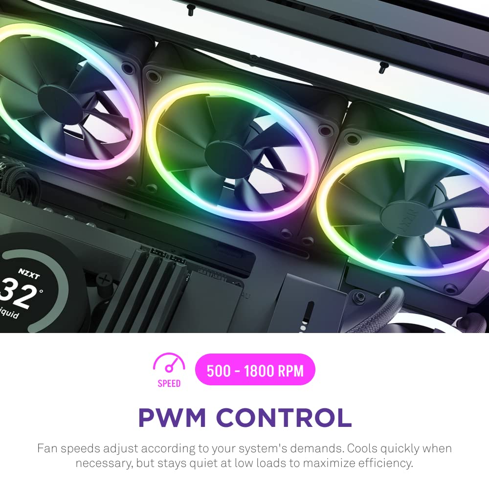 NZXT F120 RGB DUO ТРОЙНОЙ УПАКОВКА И RGB-КОНТРОЛЛЕР [Черный] Вентиляторы для корпуса ПК (3 единицы) RF-D12TF-B1 FN1830
