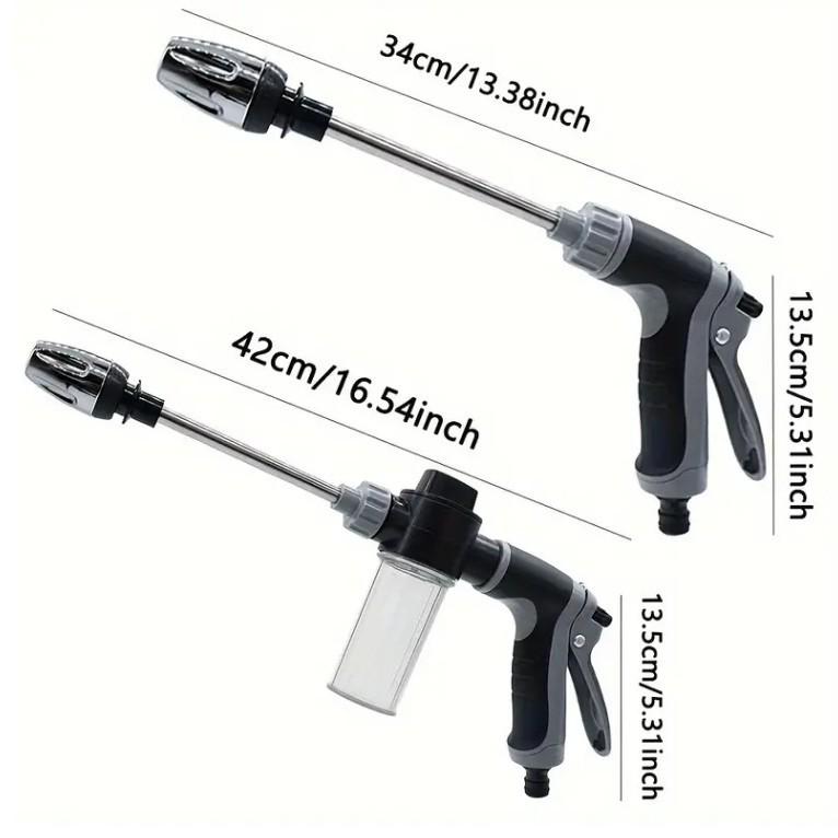 Удлиненный металлический пистолет для мойки автомобиля с ручкой с резиновым покрытием