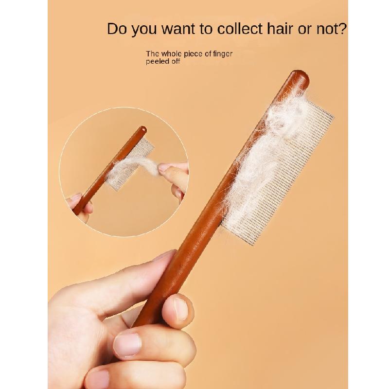 Cat Comb Cat Accessories Stainless Steel Pet Hair Remover Wooden Handle Solid Cat Hair Comb Pet Grooming Dog Brush Cleaning Tool