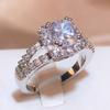 925 Stamp Classic Square White Zirconia Ring Women Party Wedding Engagement Fashion Jewelry Gift