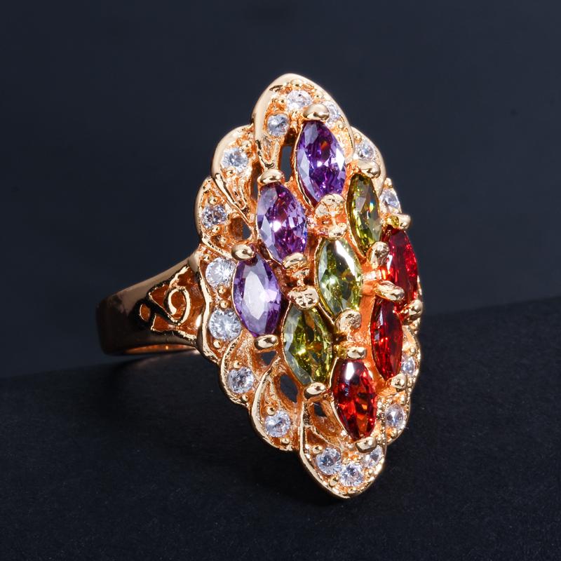 WWJ Super Shiny Cubic Zirconis Big Ring for Women Birthday Gift