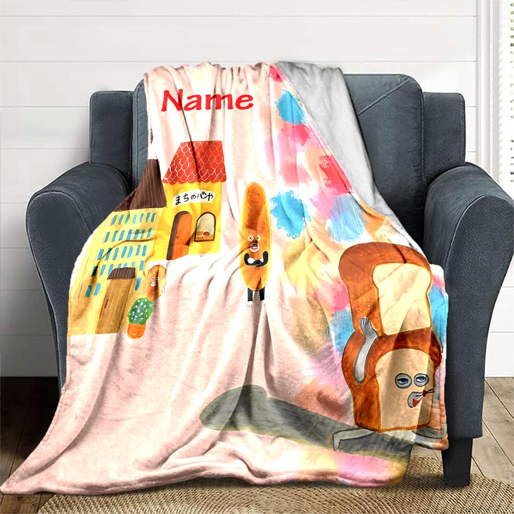 Customiz Name Personality Bread Thief Blanket Soft &Warm Sofa Office Bed Travel Lunch Break Blanket, Gift Suitable for All Seasons