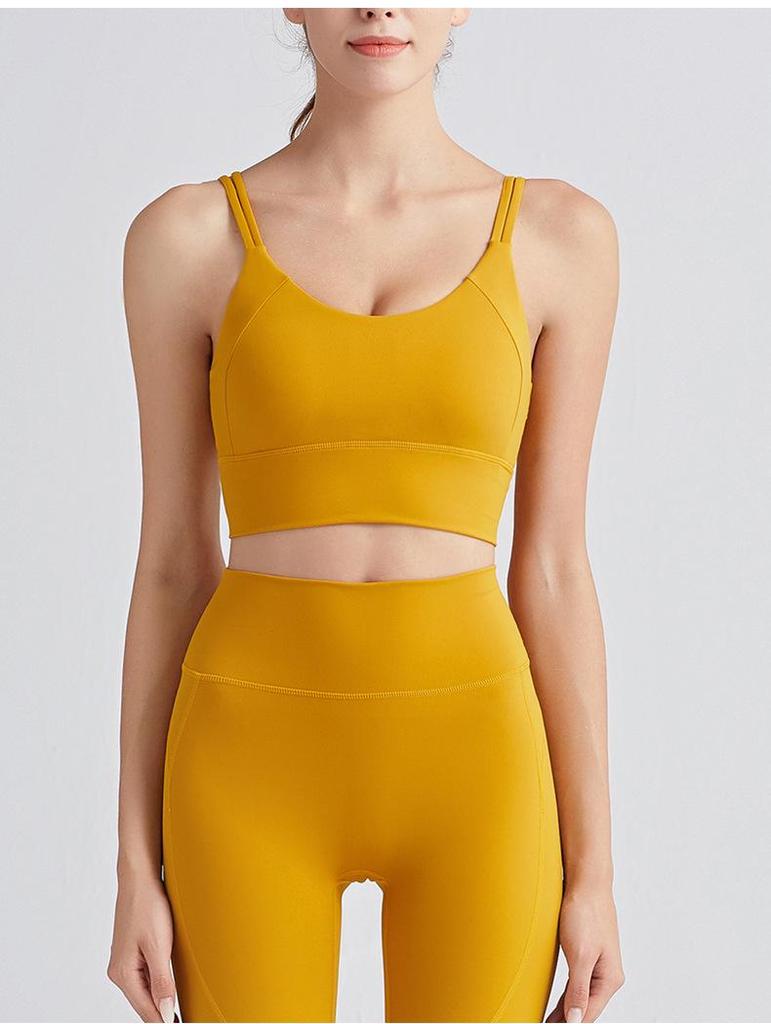 Европейский и американский спортивный бюстгальтер для йоги с двойными бретелями и съемными подушечками