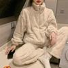 Женский пижамный комплект из кораллового флиса: Плотная, на флисовой подкладке, фланелевая спортивная одежда для осени/зимы