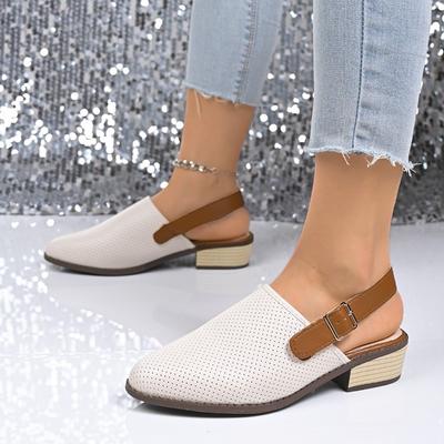 Новый стиль Популярные вязаные сетчатые дышащие сандалии с вырезами Женская мода Остроносые сандалии на толстом каблуке Обувь для женщин Сандалии