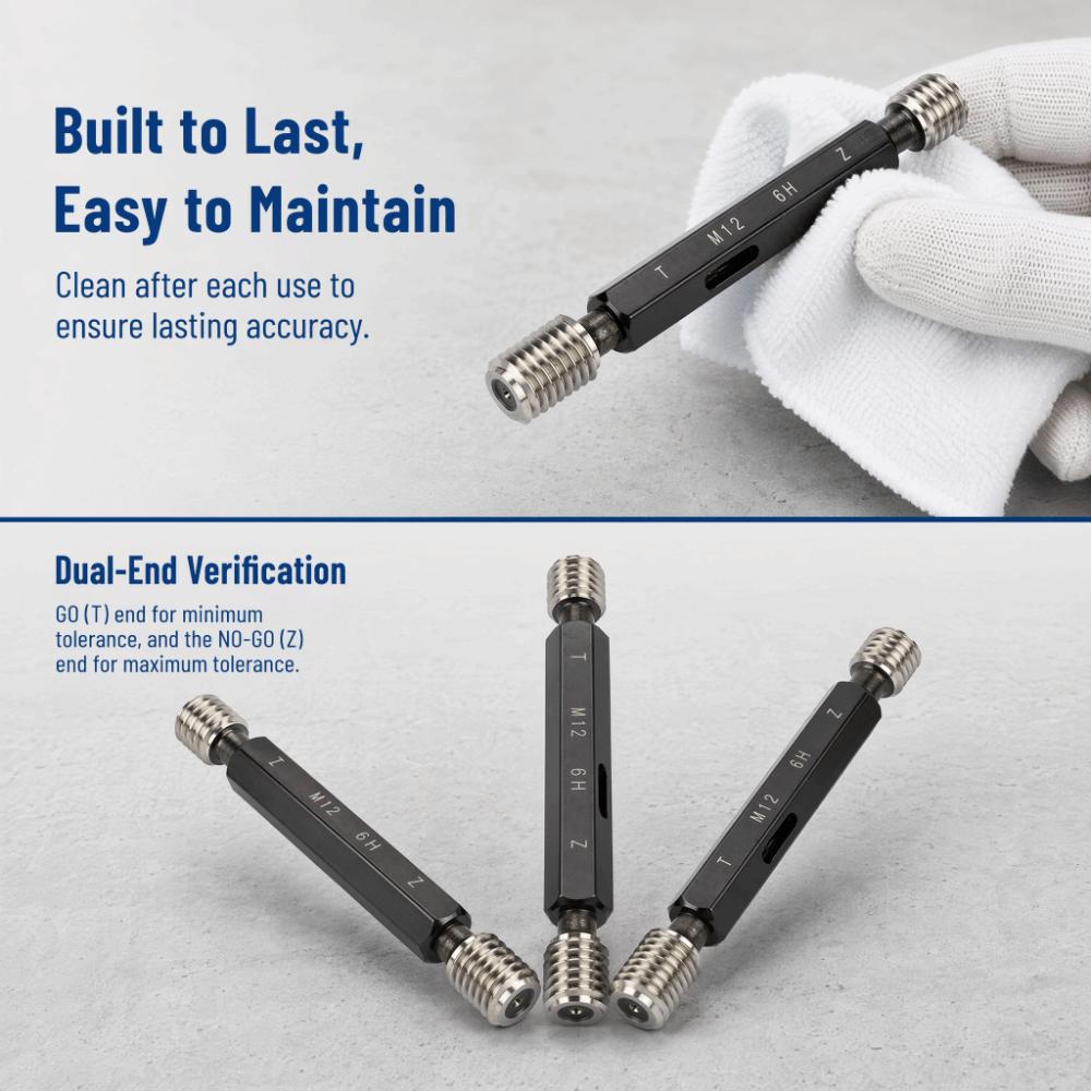 Double Ends Thread Plug Gage M12*1.75 Steel Gage Thread Plug For Thread Measurement