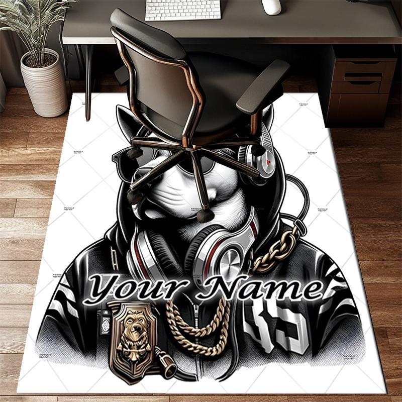 1PC Custom Name Hip-hop Panda Style Theme Floor Mat Ideal for Living Room, Game Rooms, Office, Bedroom,Floor Mat Playful Design