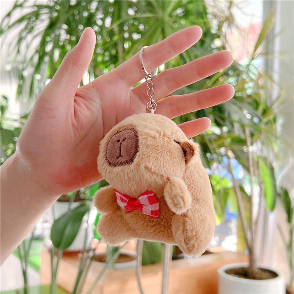 Capybara Plush Keychain Cute Bag Pendant Creative Fluffy Animals Keyring Kawaii Stuffed Doll Keychains Birthday Gift