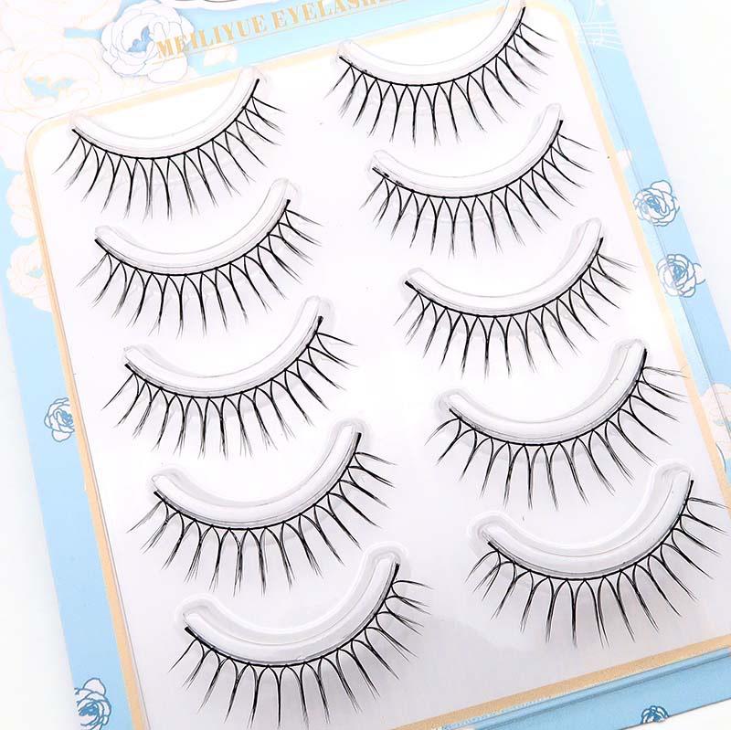 Meiliyue Korean Girl Group Black Stem False Eyelashes - 14 Hand-Woven Clusters