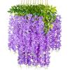 12Pcs Artificial Wisteria 3 Forks Realistic Home Wedding Garden Indoor Outdoor Wall Hanging Colorful Faux Flower Vines Garland Decoration