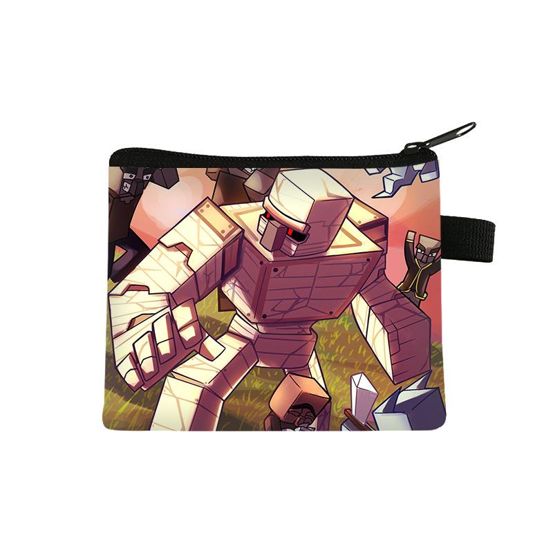 Minecraft zipper coin purse polyester printed children's small purse student portable storage bag