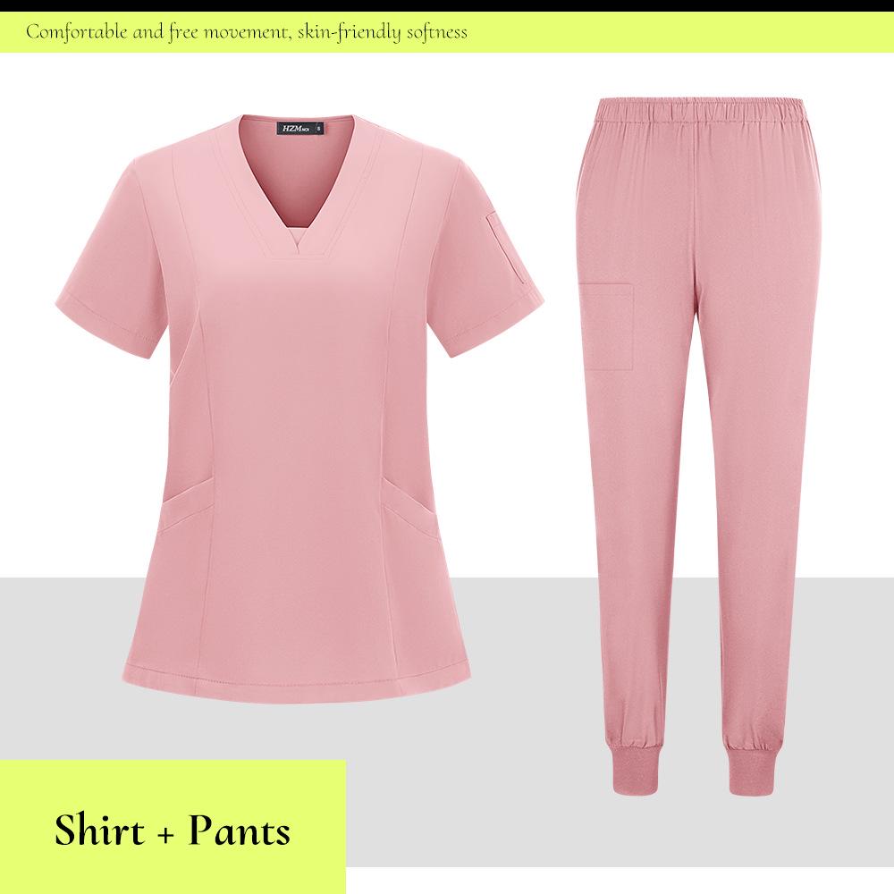 Детская больница Быстросохнущий костюм-скраб с V-образным вырезом - Комплект из двух предметов с коротким рукавом