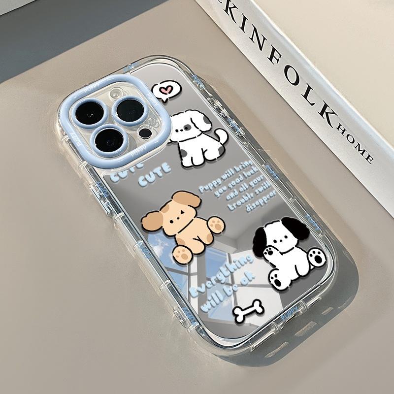 Cute Puppy Suitable for Apple 14 Mobile Phone Case Fun Niche Iphone16promax Women 11 Mirror 15plus